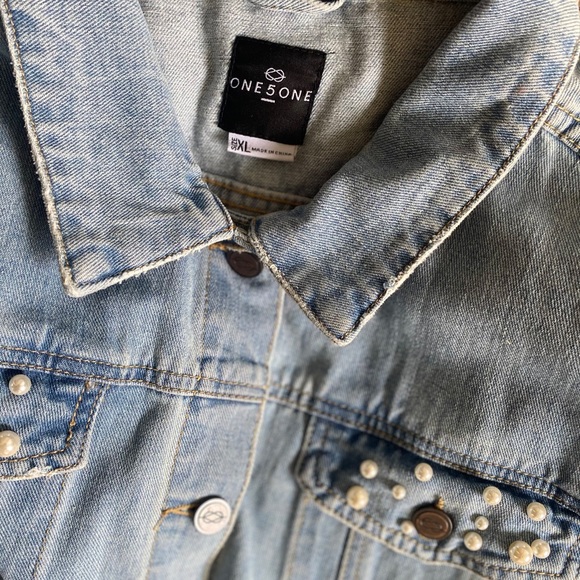 One5One Pearled Denim Light Blue Jacket EUC - Picture 11 of 15